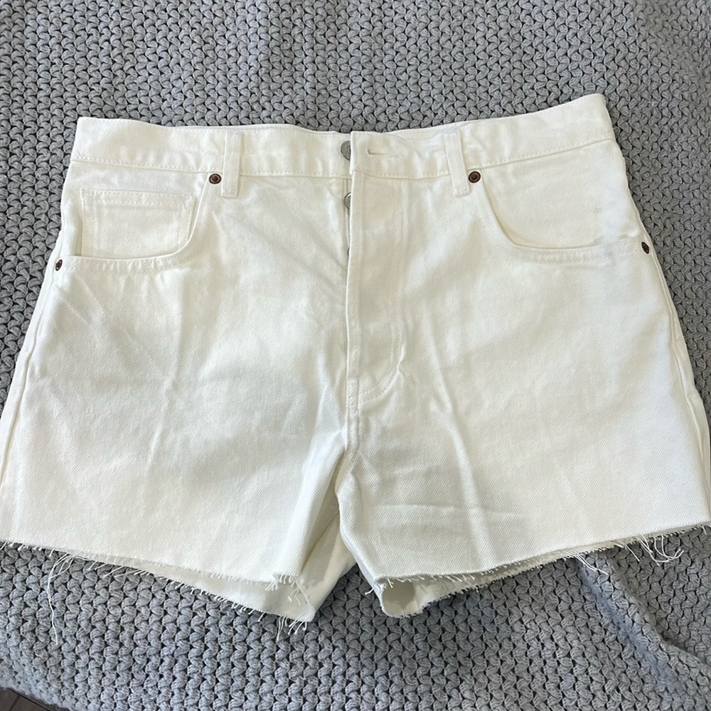 Reformation White Jean Shorts
